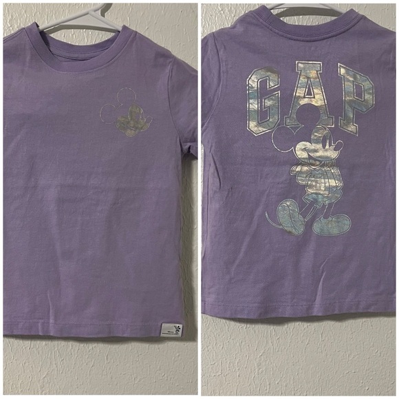 Gap X Disney Girls Size 5 Years Purple Iridescent , Short Sleeve Tee  Mickey - Picture 1 of 8